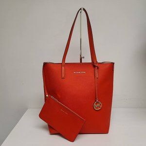Michael Kors Red Hayley Tote North South Tote